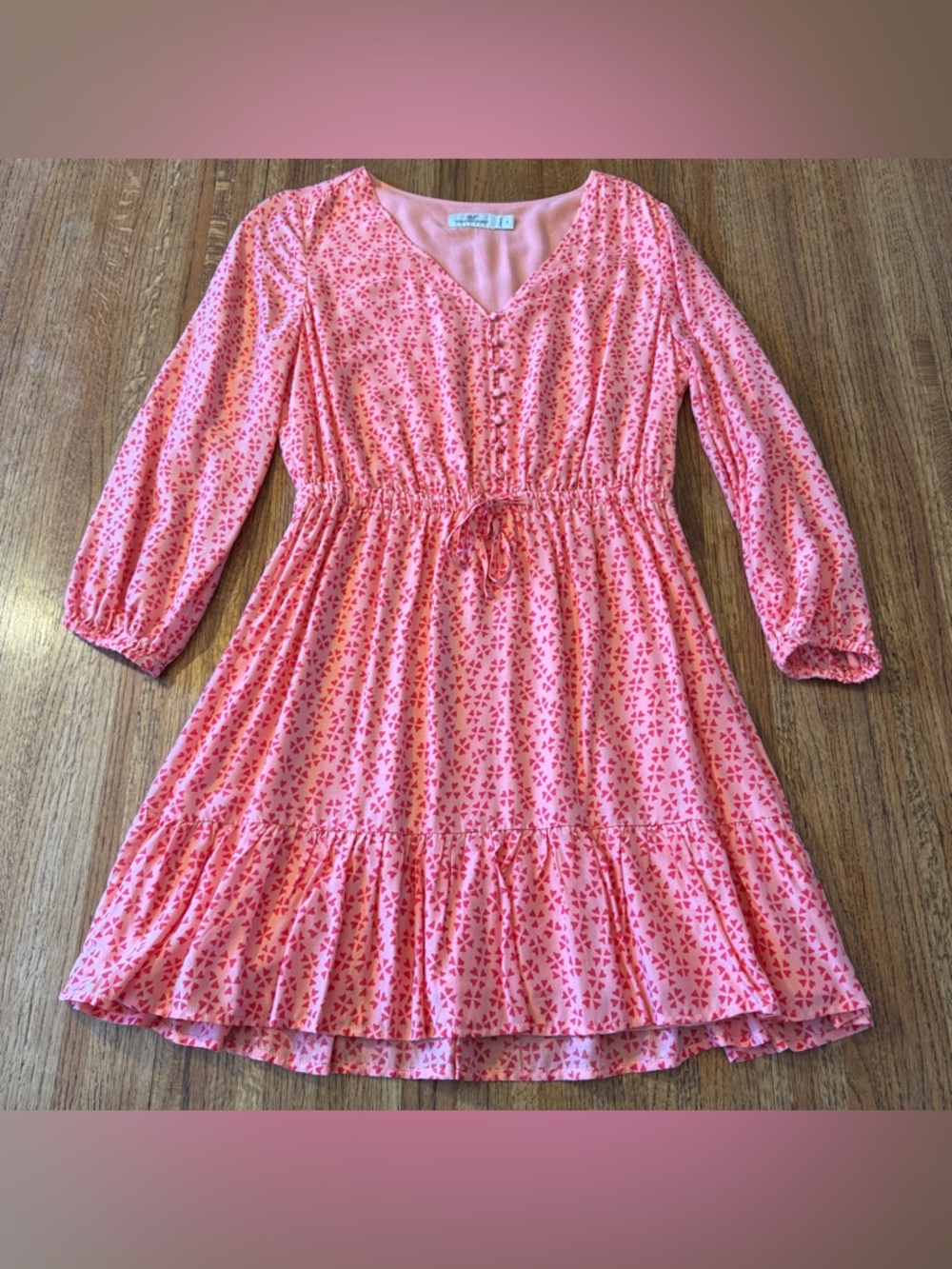 Vineyard Vines Silk-Blend Heart Print Dress -
Size Small